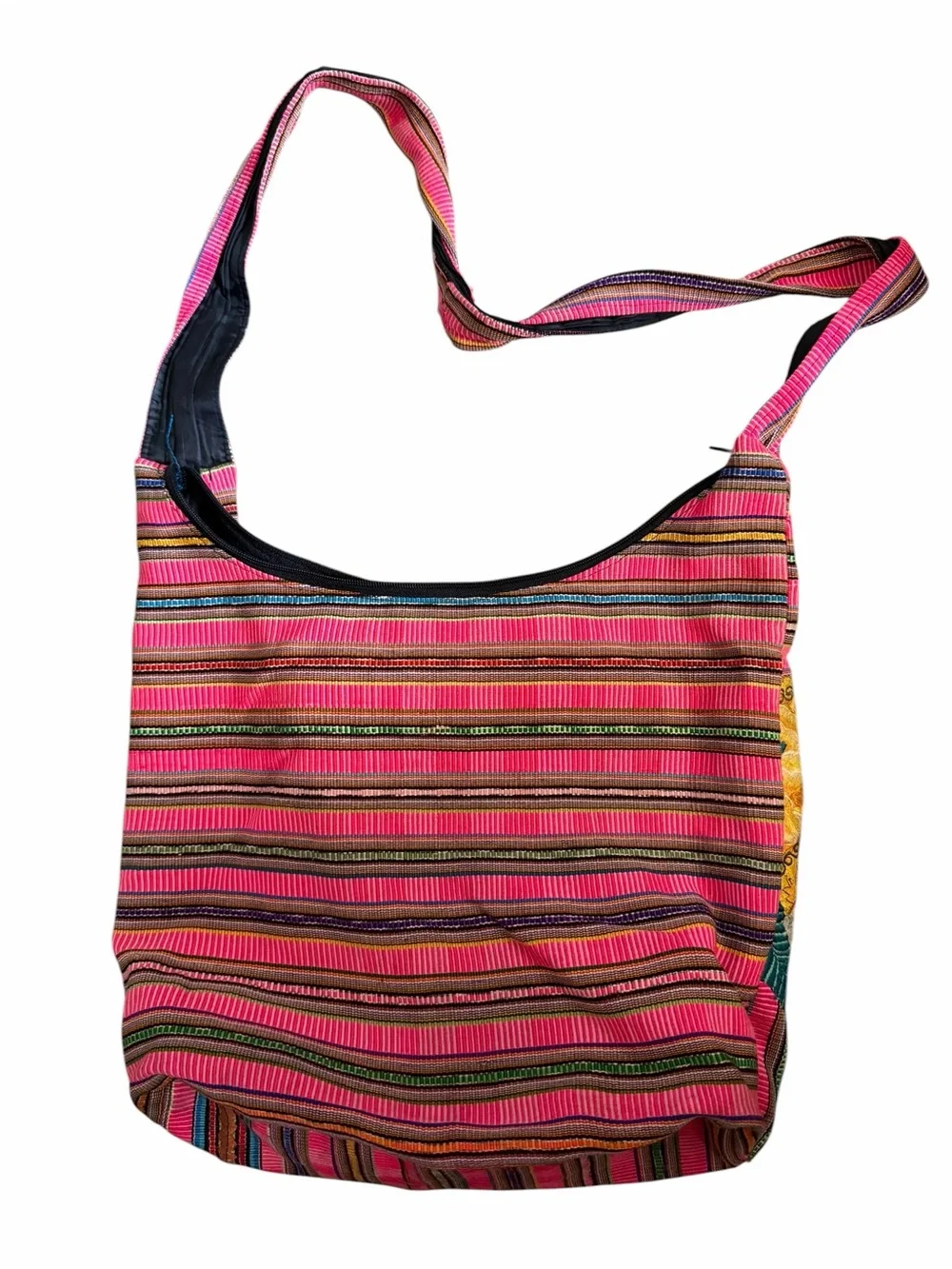 Handcrafted Floral Embroidered Pink Crossbody Bag